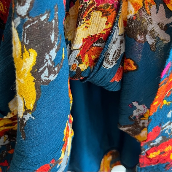 California Moonrise Mini Dress Tunic Size M Boho Floral Print Multicolor - Picture 12 of 14